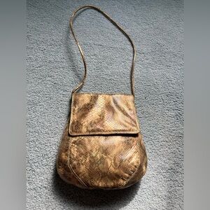 Francesco Biasia Tan Snakeskin Crossbody Bag